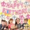 Pink Happy Birthday Balloon Banner – 16” Letter Balloons with 12 Star Foil Balloons, Birthday Party Backdrop Decorations for Women, Men, Boys & Girls (Pink)